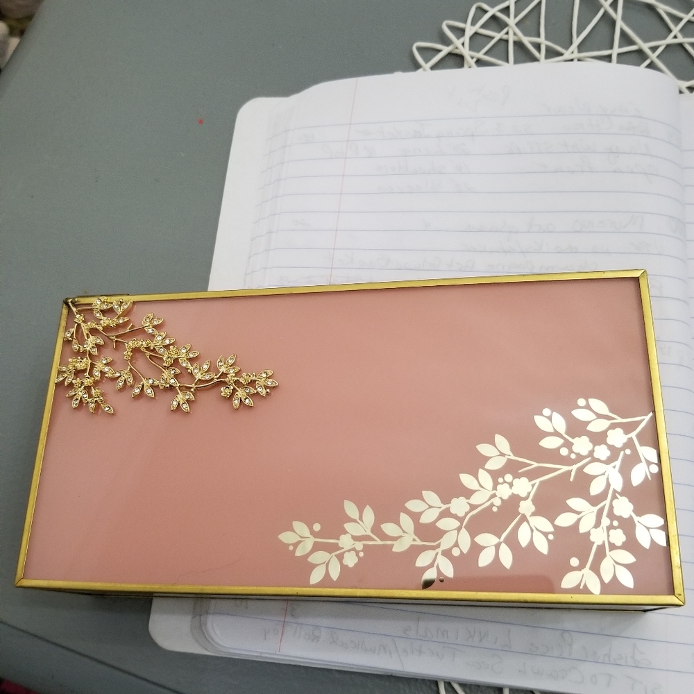 Elegant Pink and Gold Glass Jewelry Box - Picture 7 of 7